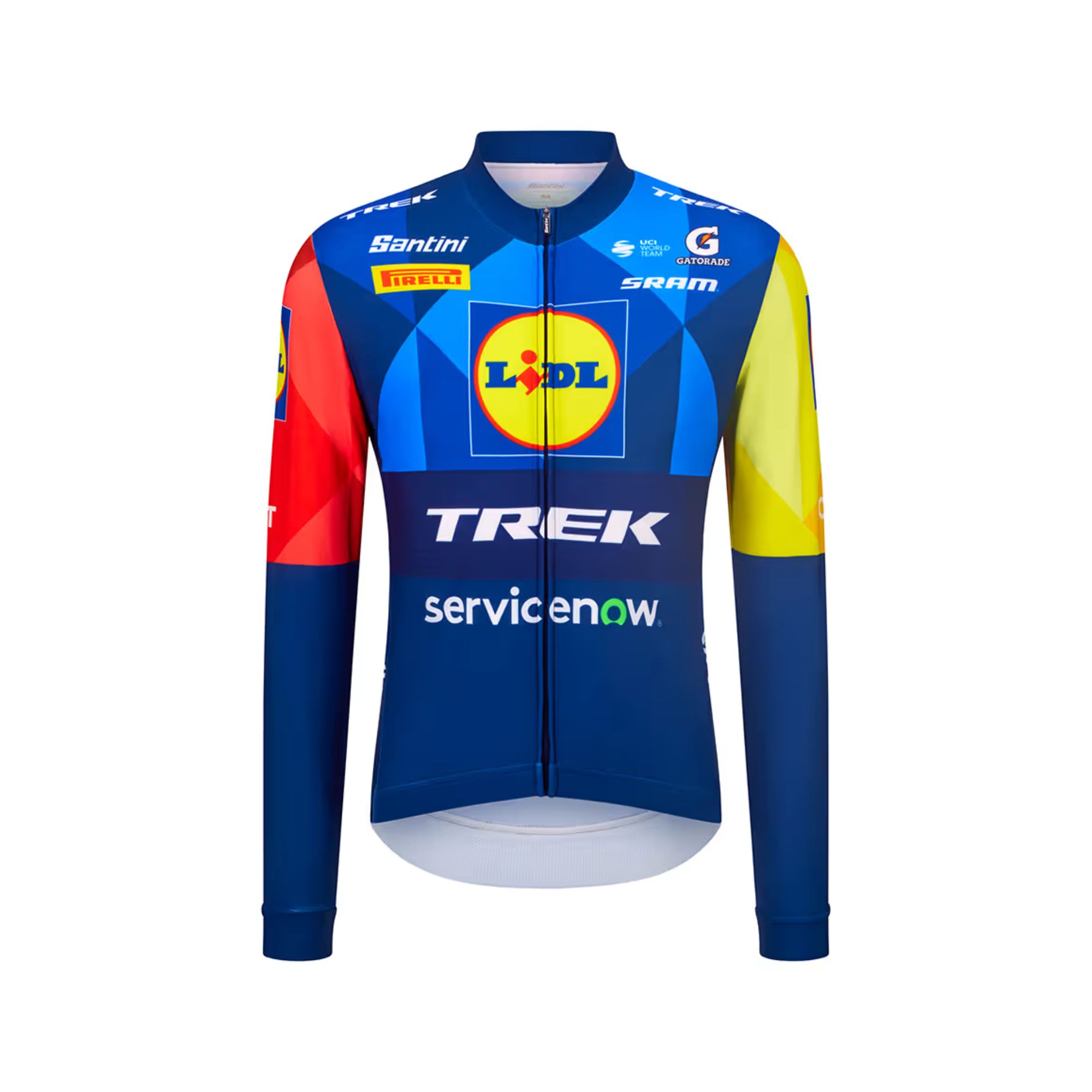 Santini Lidl-Trek Team Replica langærmet varm cykeltrøje - Dark Blue/Yellow - M - Cykeltilbehør