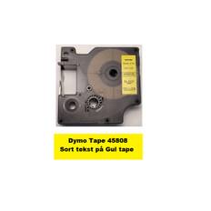 Dymo Tape D1 45808 i 19mm x 7m med Sort tekst på Gul tape.