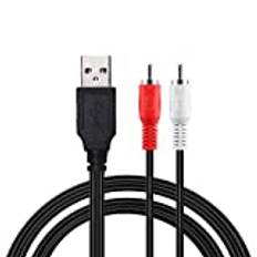 Duttek RCA till USB-kabel, USB till RCA-kabel, USB 2.0 hane till 2 RCA hane video AV A/V-omvandlare videokamera ljudinspelningskort delare adapterkabel för TV/Mac/PC (5 fot/1,5 m)