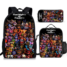 Five Nights at Freddy's Skole Rygsæk Sæt med Madpakke og Blyantsæt Isoleret Køletaske Madpakke Letvægts (01)