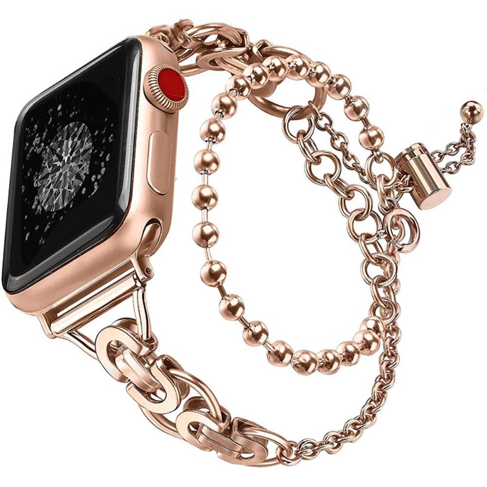 Apple Watch 41mm Series 9 Metal armbånd med perler rose guld