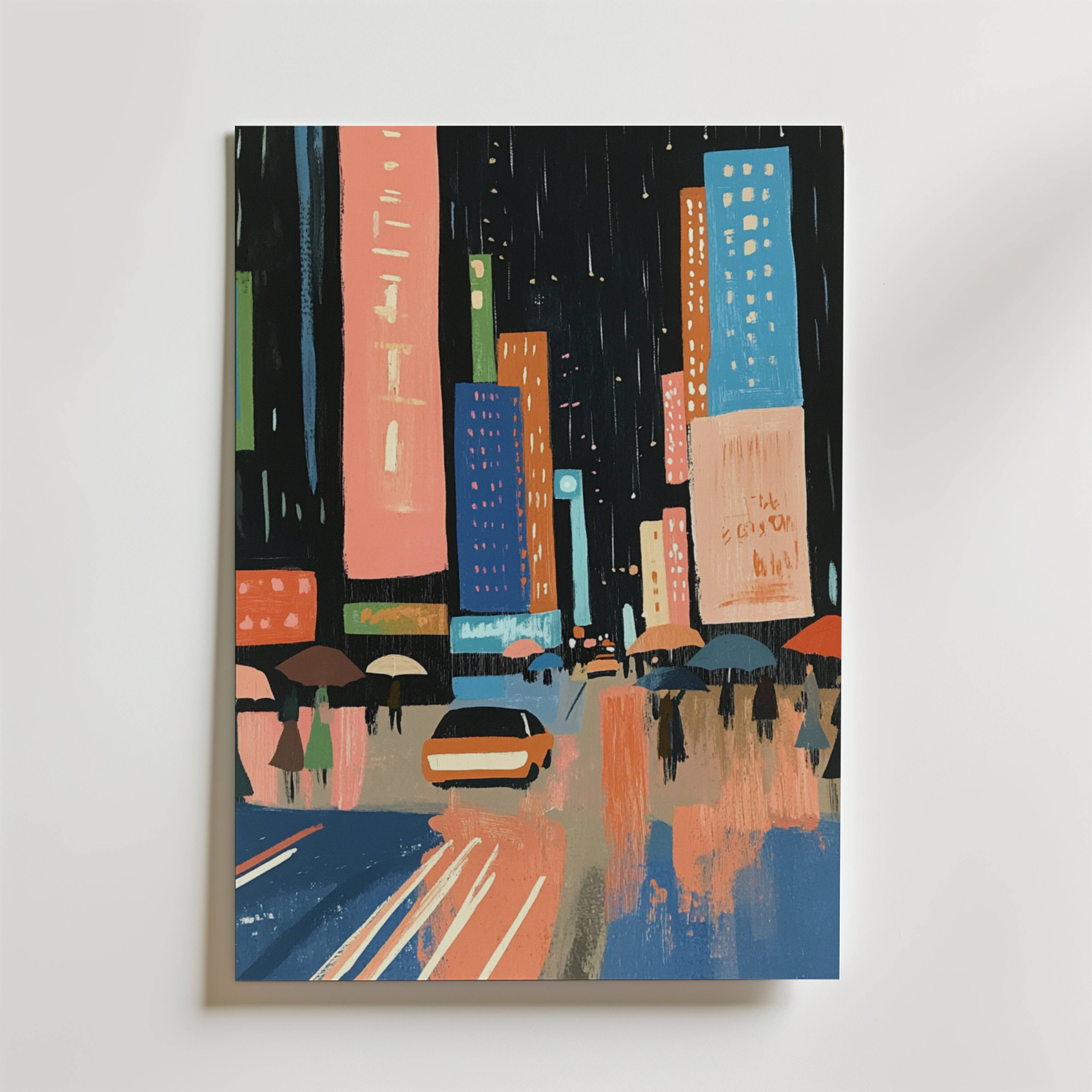 Midnight Drizzle Poster - Premium Canvas 21x30 cm