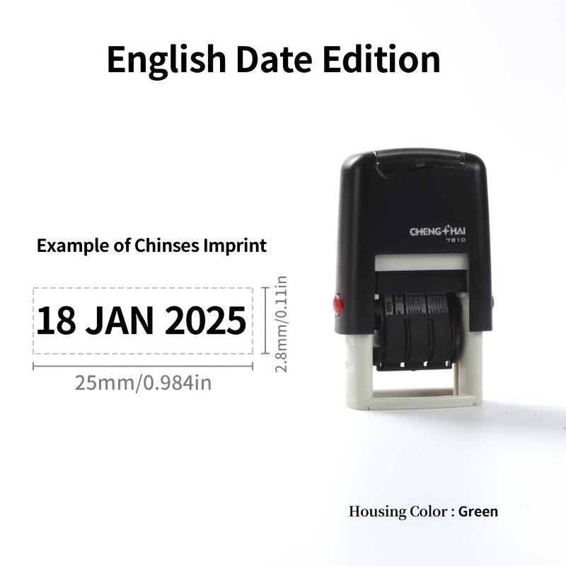 Adjustable Digital Date Stamp, Durable Plastic, Rectangular Shape, Equipped With Replaceable Ink Pad, Suitable For Scrapbooks And Office Supplies. Durable Abs Material, Perfect For Office Use