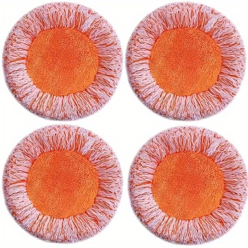 4pcs For Sunflower Microfiber Mop Pads, Round Mop Heads, Easy Dust Removal, Ideal For Home, Office, And Car Cleaning Supplies And Tools, For Dry And Wet Cleaning Replacement Mop Cloths