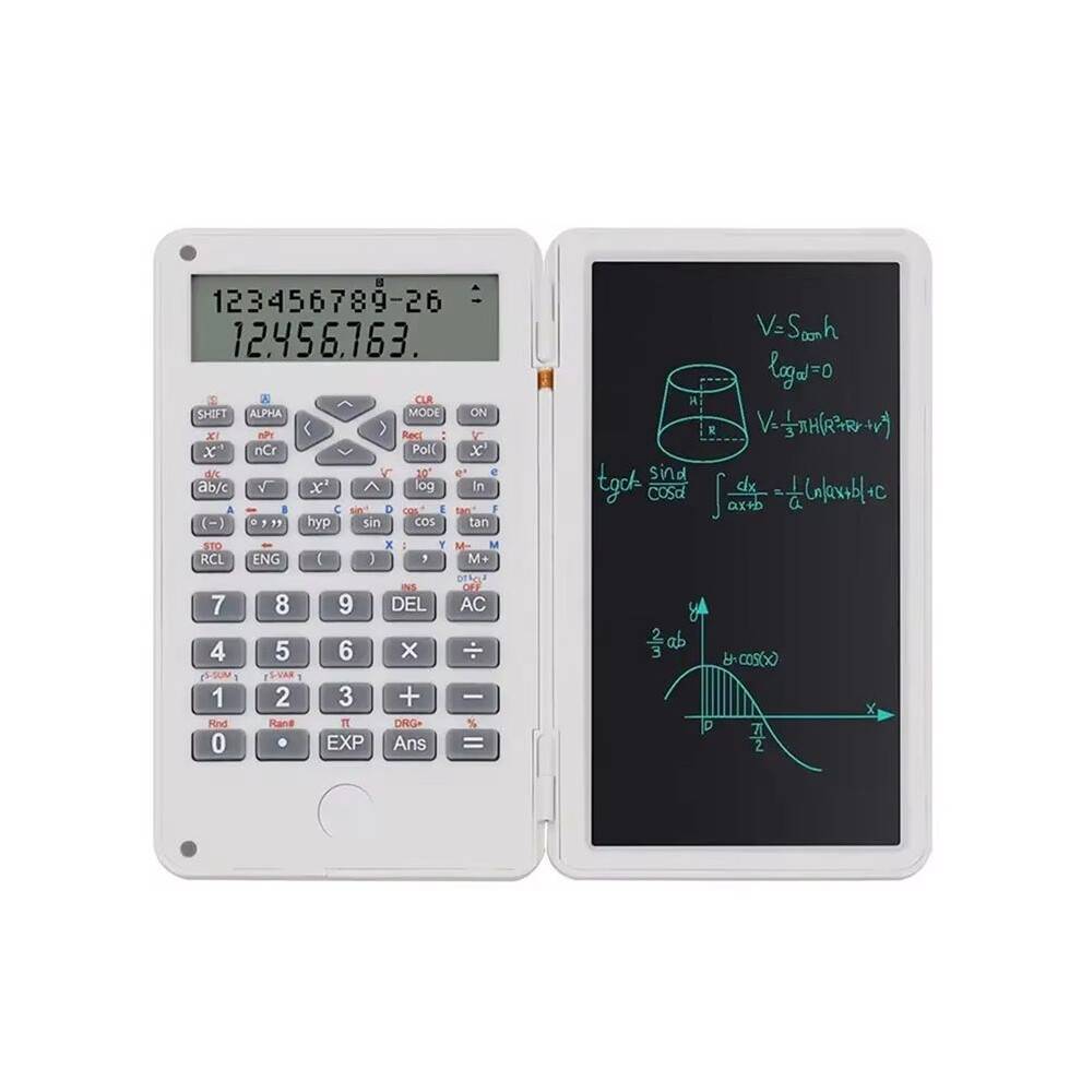 Scientific Calculator 12-Siffrig, Stor Skärmräknare med Anteckningsblock Hopfällbar Miniräknare med Handskrivtavla