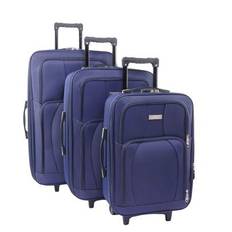 1set Fabric Horizontal Wheel Men's And Women's Multi-Color Carry-On Suitcase (20inch+24inch+28inch) - Blue