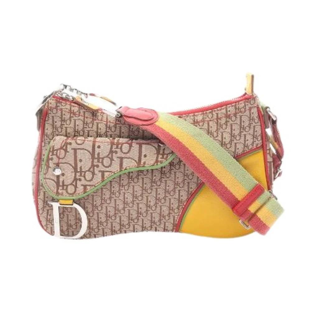 Dior Vintage Pre-owned Rasta Trotter Saddle Pocket Canvas Læder Skuldertaske - Vintage - Dame - Beige - ONE SIZE - Uld