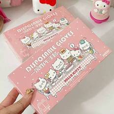 50 st. Hello Kitty Co-märkta engångshandskar för hemmabruk, förtjockade livsmedel och catering, PE-kvalitet transparenta halkfria special - Multifärgad (50 ST)