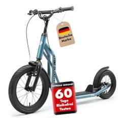 STAR SCOOTER Kinder Tret Roller ab 7-8 Jahre | 16/12 Zoll Mixed City Kick Scooter Luftreifen | Blau