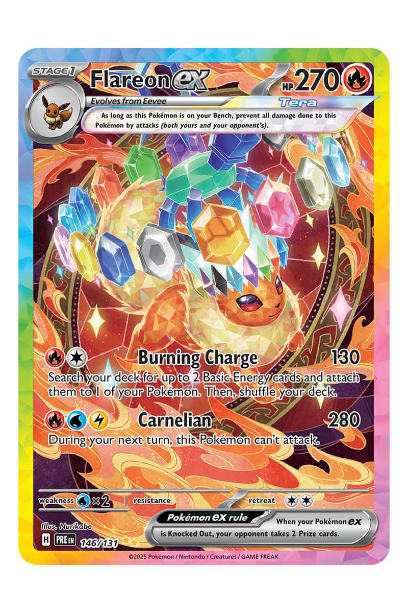 Pokémon Flareon ex 146/131 Special illustration Rare - Pokemon kort - EX kort - Regnbue- eller guldkort - Pocket Monster.