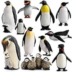 Realistiska pingvinfigurer, pingvinfigurer, arktisk leksak, polartiär, miniatyr, havsdjur, figurer, plast, polerad, oceantiermodell, gör-det-själv, snöboll, tårtdekoration, julby, dagis