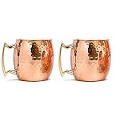 NEXXA Moscow Mule Copper Cup (set med 2 koppar) Hammered Copper Mug 600 ml 100 % solid ren koppar 175 g approx Free stainless steel spoon