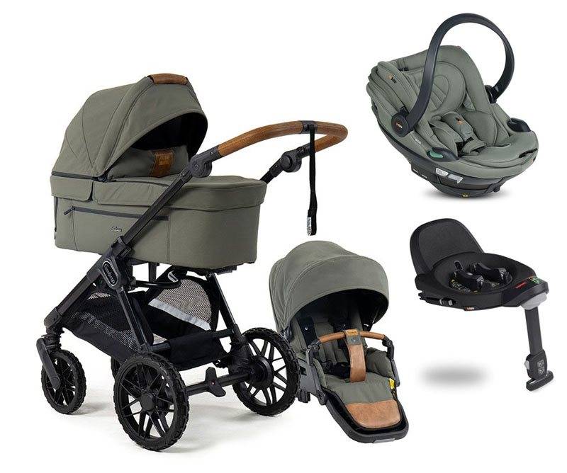 Emmaljunga Sento Pro duovagn Flat+ 2027 + BeSafe Go Beyond 2 babyskydd + bas