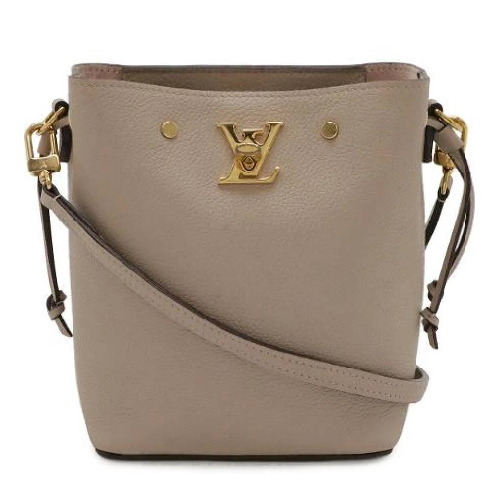 Louis Vuitton Vintage Pre-owned Nano Lockme Læder Skuldertaske - Vintage - Dame - Beige - ONE SIZE - Uld