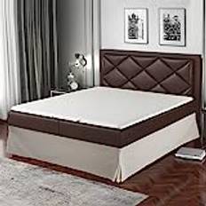 Sängskydd 90 x 200, beige - 4 30 cm volanger för säng 90 x 200, med sängunderlag - sängkjol 90 x 200 - tillverkad i Europa - sängskydd 90 x 200 - sängskydd 90 x 200 - sängöverdrag 90 x 200 -