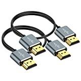 Twozoh Flexible and Slim HDMI Cable 1M 2Pack, Ultra Thin HDMI Cable Support High Speed 4K@60Hz 18gbps/2160P/1080P