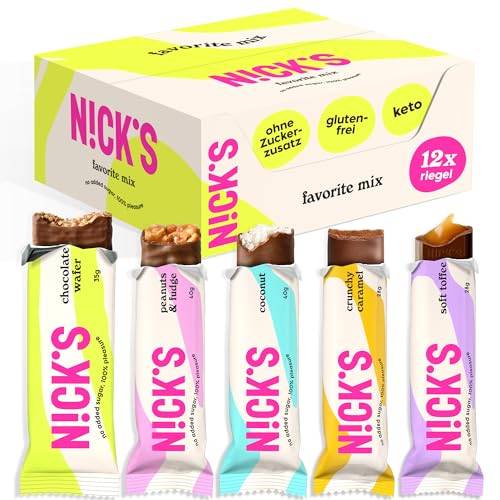 N!CK'S Schokolade Keto Riegel, Favoriten Mix Box, 12 Bars
