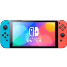 Nintendo Switch OLED - Spelkonsol - Full HD - 64GB - Svart / Svart - Upp till 9 timmars batteritid - Inkl. 2 x Joy-Con (blå/röd)