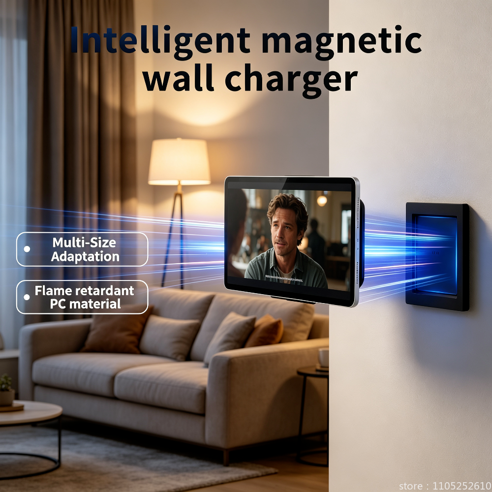 Wall Mount Bracket Magnetic Tablet Holder Wireless Charger Type-C USBC for Android iPad as Home Central Control Panel Accessorie