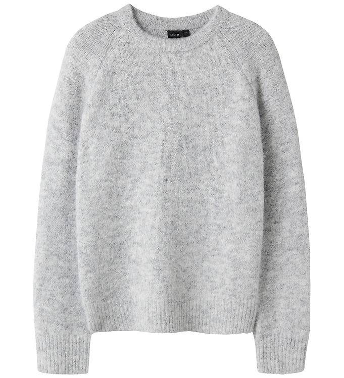 LMTD Sweatshirt - NlfBullo - Stickad - Light Grey Melange - LMTD - 15-16 år (170-176) - Sweatshirt