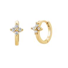 Top Flower Huggie Hoops, Gold