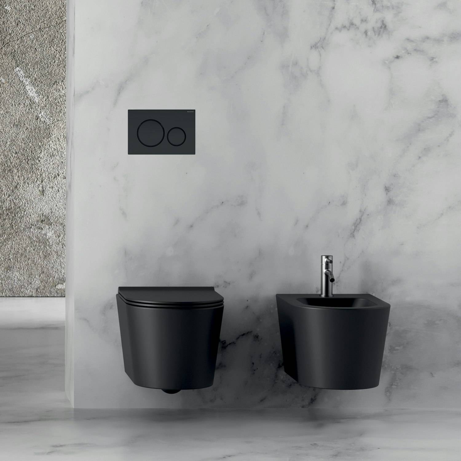 Toalettpaket LH Elba med WC-fixtur och Spolplatta Mattsvart