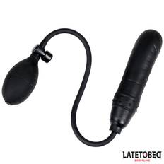 LateToBed BDSM Line Inflatable Dildo With Manual Pump Black - svart