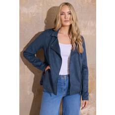 Lts Tall Navy Blue Faux Suede Biker Jacket 18 Lts | Tall Women's Jackets