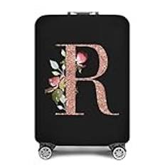 Personligt överdrag för resväska mode roséguld 26 bokstäver bagageskydd skyddande resväska fodral vagn resor väsentligheter dammskydd för 45 – 81 cm personligt bagageskydd, 8rose guld R, XL