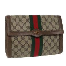 Gucci Vintage, Pre-owned, Dame, Beige, ONE SIZE, Tyl, Pre-owned Laeder clutches