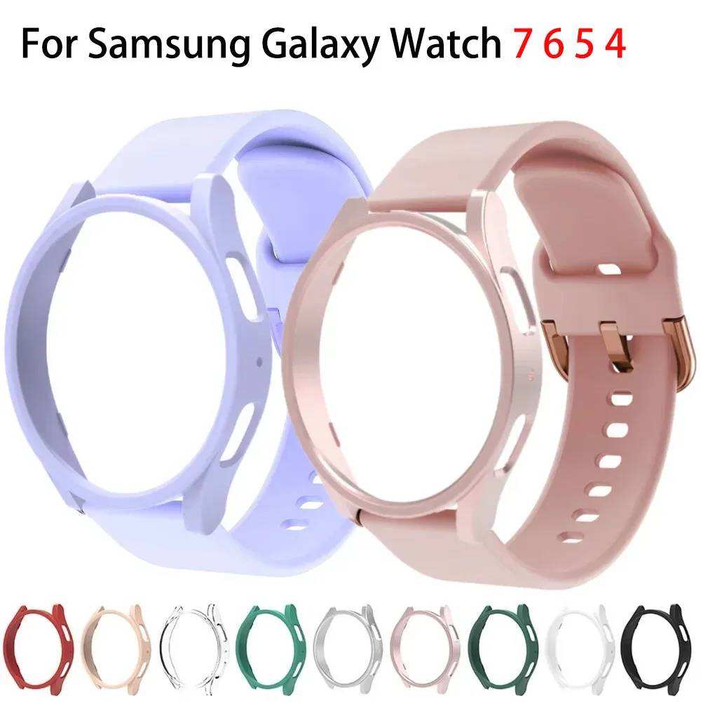 Strap+Case for Samsung Galaxy Watch 7/6/5/4 40mm 44mm PC Hollow Bumper for Galaxy Watch 4/6 Classic 42 46mm 43mm 47mm Band+Cover