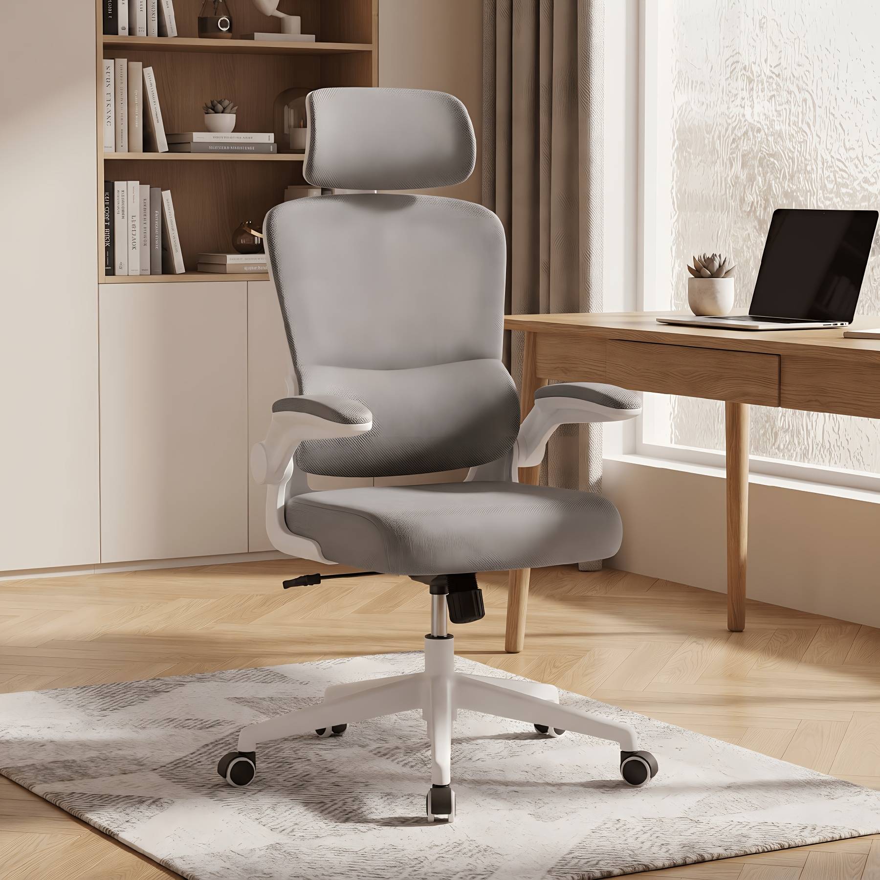 Ergonomic Racing-style Gaming Chair With Adjustable Headrest, Flip-up Armrests, Breathable Mesh Back, Lumbar Support, Reclining Seat, Pu Casters