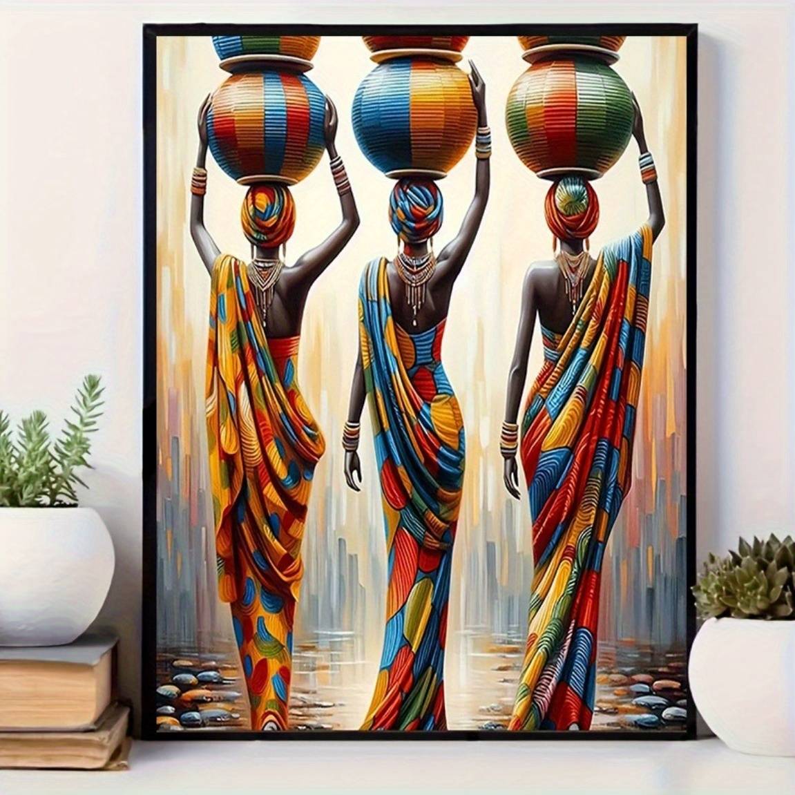 2d Flat, - 12x16 Inches African Female Portrait Canvas, Unframed Suitable For Home Office Decor, Minimalist African Art For Bedroom, Living Room, Kitchen - Cultural Gift For Modern Spaces