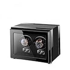 Double Watch Winder för automatiska klockor med tysta motorer Wood Shell Piano Finish Förvaringsbox för dam- och herrklockor Watch Turner (svart 2+0)