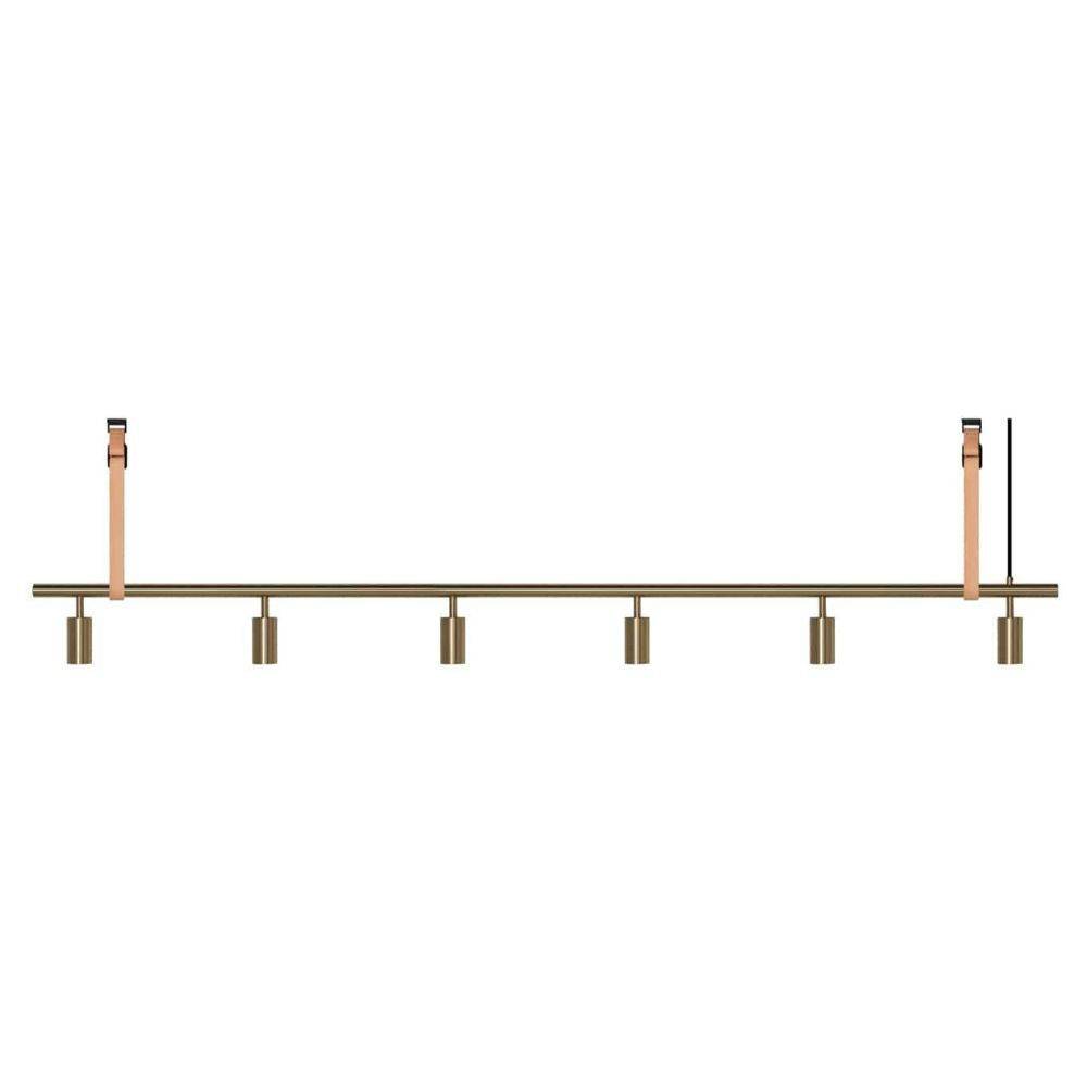 RUBN Long John Pendel 6 Spots (220 cm) Brass Natural leather