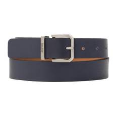 Kazar, Accessories , Dame, Blå, 100 CM, Læder, Mørkeblå smal bælte med metalring