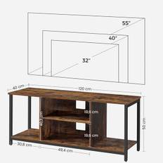 TV-bænk 120 cm med 4 hylder - Rustik brun