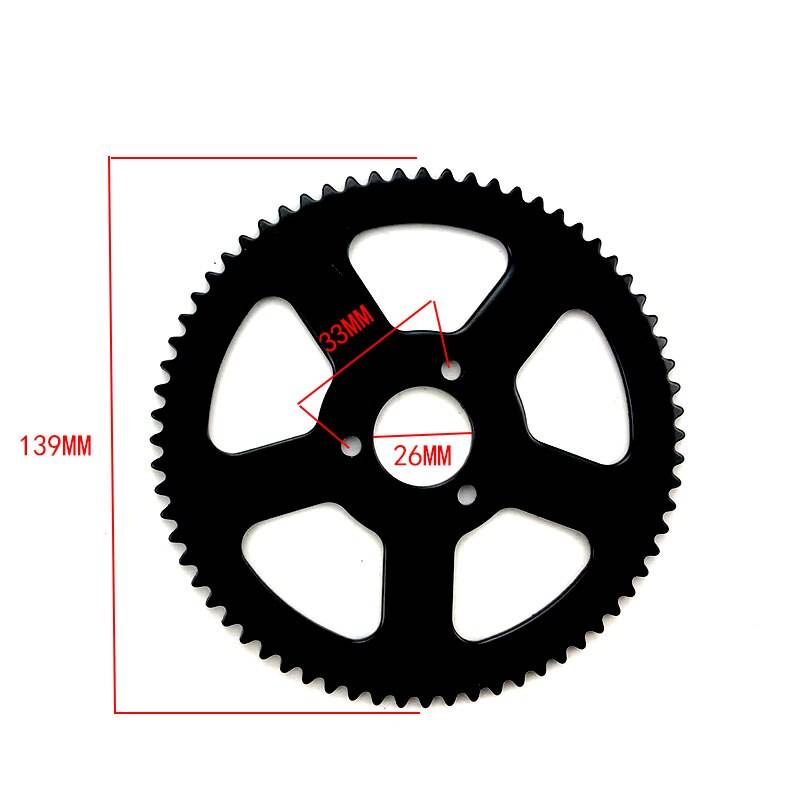 25h 62t 64t 66t 68t 70t 72t tand 26mm bakre kedjedrev för 2 -takts mini atv 47cc 49cc pocket cykel fyrhjuling 4 hjul skoter - 25h-26mm-70t
