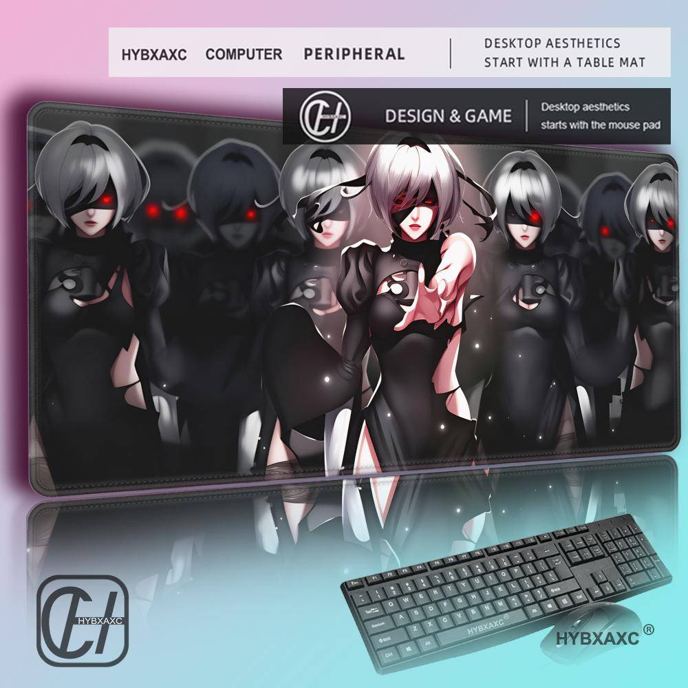 HYBXAXC Anime HD-tryck Musmatta Nier Automata Stor Spelmusmatta Gummi Dator B Musmatta Låst Kant Tillbehör Halkfri