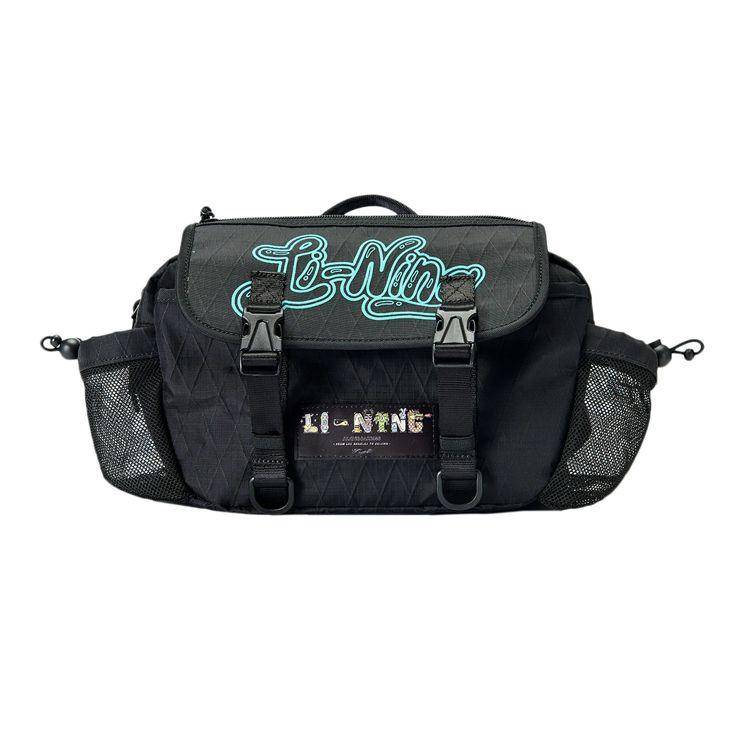 Li Ning X Steven Harrington Collaboration Sports Flap Lock Closure Fabric Crossbody Bag Unisex bags Black ABDR310-1 Black