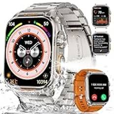 LIGE Smart Watch för män, 1,91 tum, smart klocka med LED-ficklampa för Android iOS, 430 mAh, batteri, IP68 vattentät, 24 timmars puls, Bluetooth-samtal, 110+ Sportmodi Smartwatch, silver