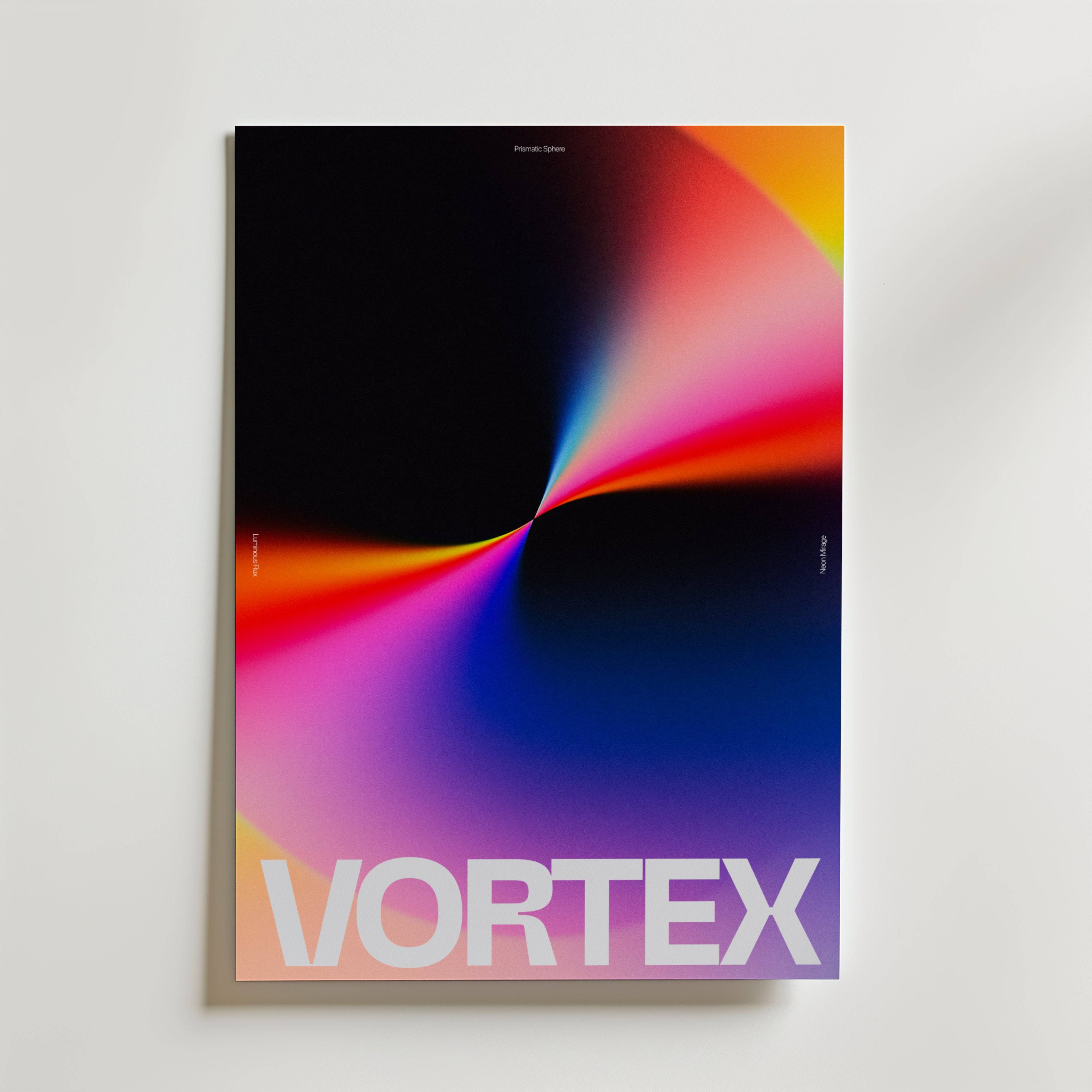 Neon Vortex Poster - Premium Canvas 100x140 cm