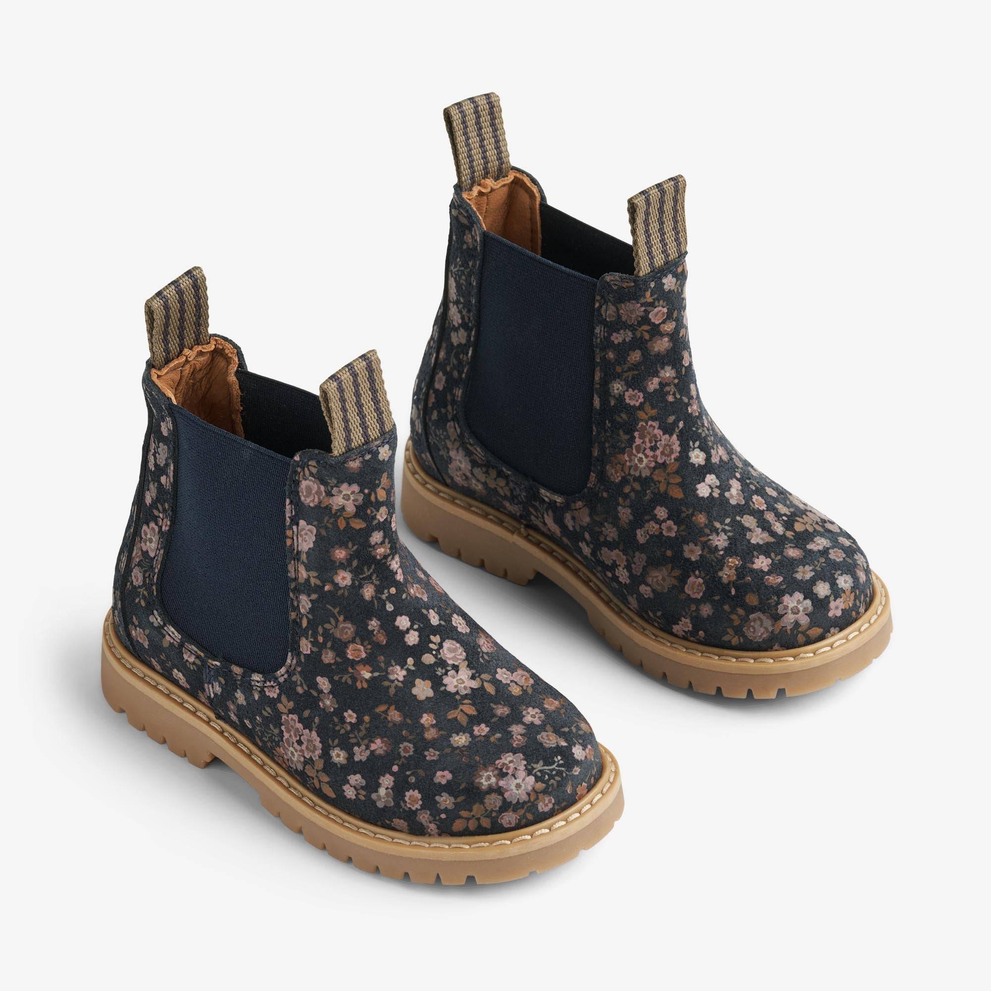 WHEAT® - Chelsea støvle Caj - navy flower - Str 32.