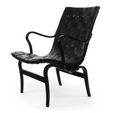 Bruno Mathsson - Eva Armchair M. Armrest, Black lacquered/Leather straps Black - Lænestole - Bruno Mathsson