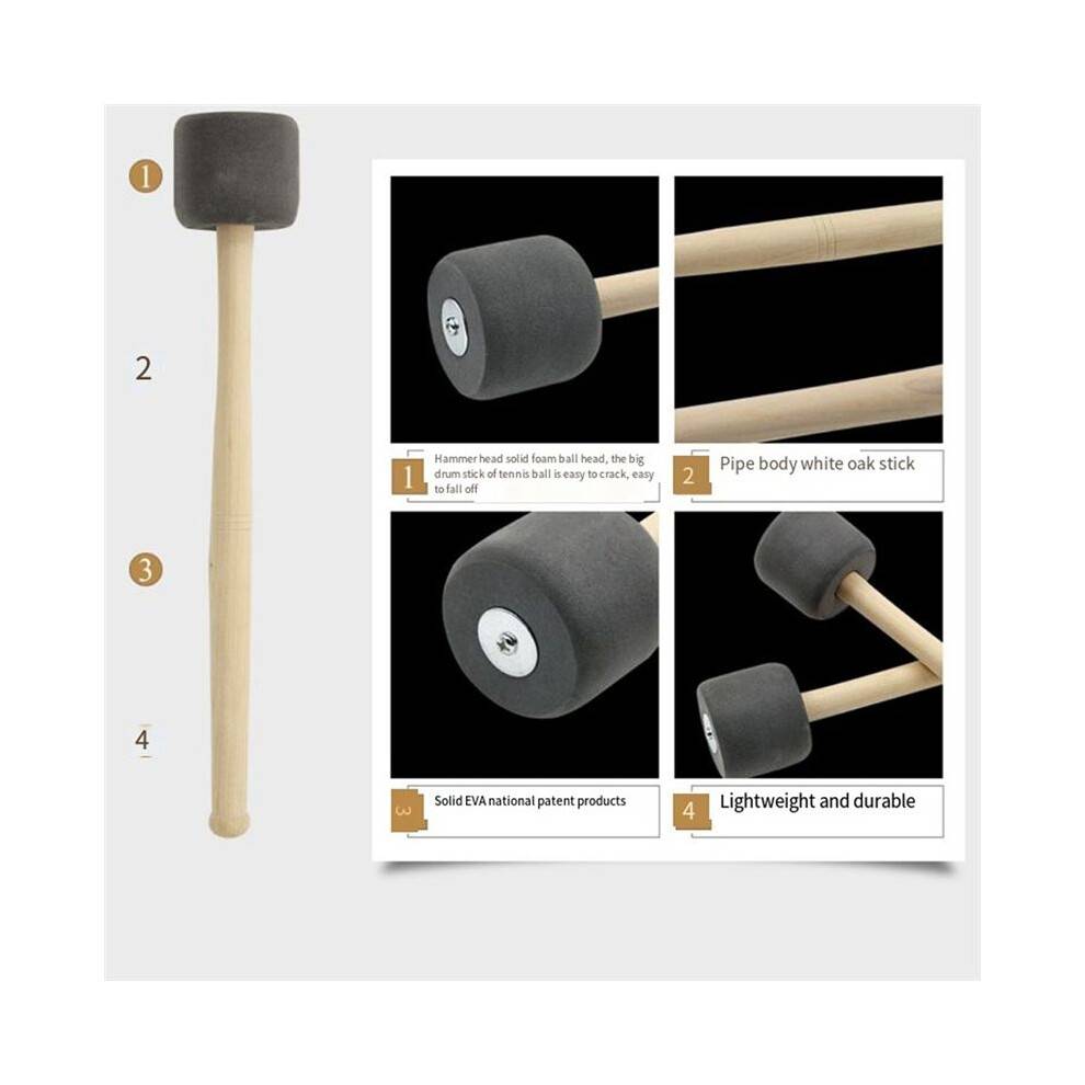 Grey 12.8 Inch Foam Rubber Drum Sticks, Bass Drum Sticks, Non-Slip Bass Percussion Sticks, Percussion Accessories