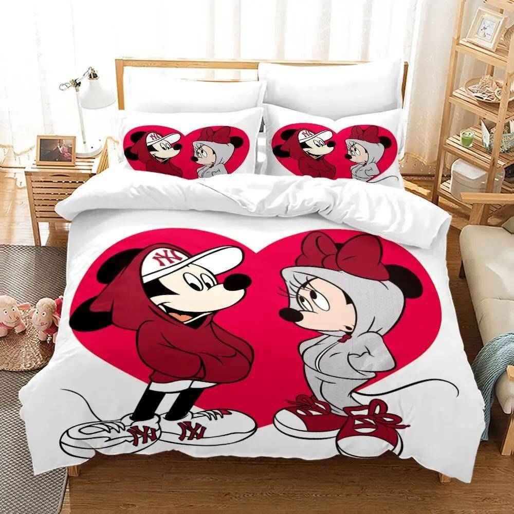 Påslakan med Mickey och Minnie i träningskläder, 173 x 218 cm