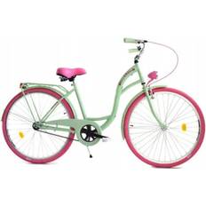 Dallas Cykel 26 Tommer Pige Mintgrøn & Lyserød Bycykel med LED-lys