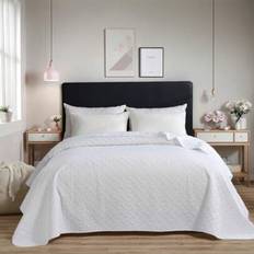 1pc Soft & Breathable Solid Color Bed Cover, Ultrasonic Embossed Design Suitable For Bedroom/Guest Room/Dormitory, All Season Bedding, Simple & Versat - White - 243Ã243,269Ã243,173*229