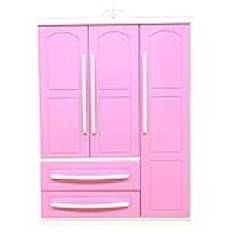 Nurnesy Dockgarderob Kläder Organizer Mini Princess Möbler Garderob Prydnader Dockhusgarderob Leksakstillbehör (rosa)