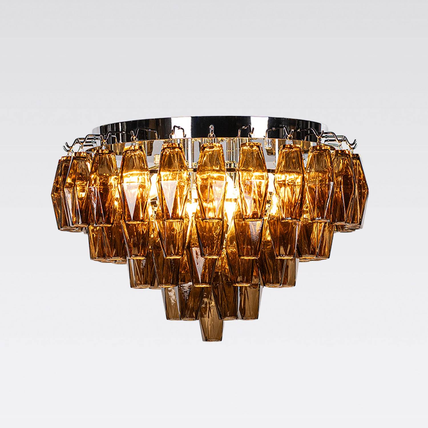 Kristallplafond Ø63xH48cm Krom/Cognac - Catania | Taklampa | Kristallkrona | Vesani